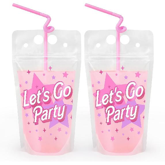 xo, Fetti Let s Go Party Pink Drink Pouches - 16 count | Pink Birthday Party, Bachelorette Drinkware, Cute Party Cups