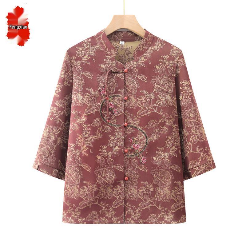Fengxiao Women s New Chinese Style 3/4 Sleeve Top 5XL