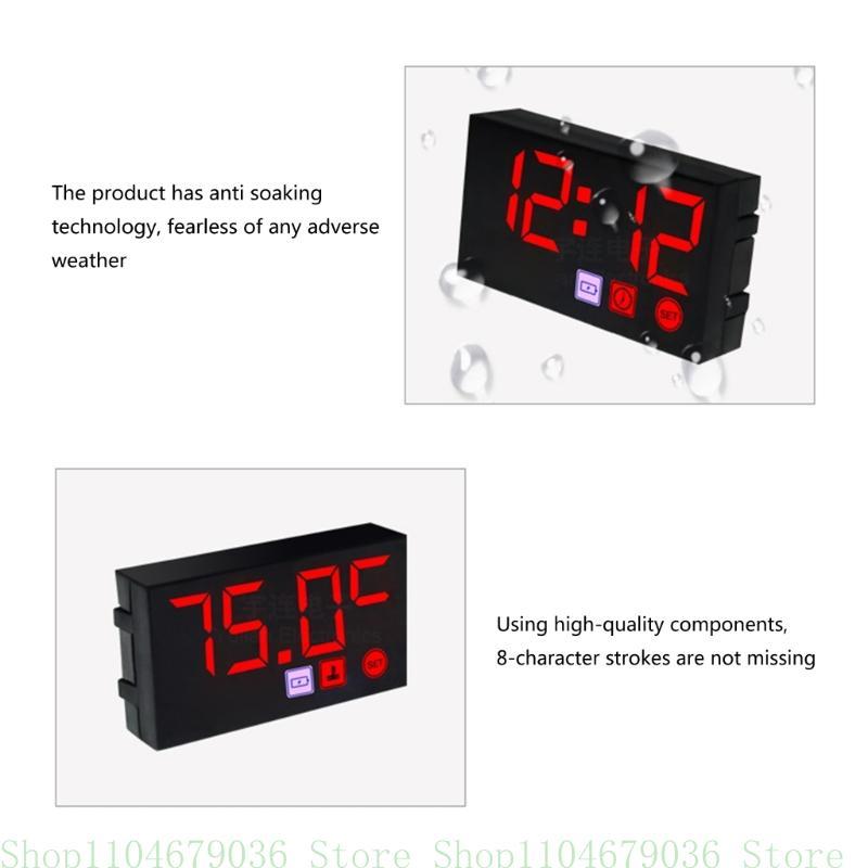 Multifunction Voltimetro Digital Time Clock Thermometer Voltmeter DC12V LED Display for Motorbike Boats Car