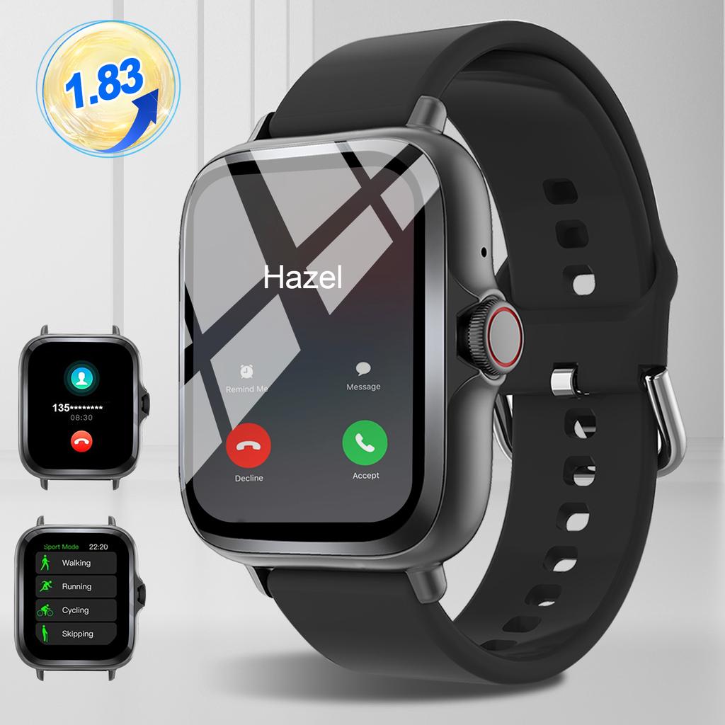 Smart Watch with Full Touch Screen, Call, Message Reminder, Music Control and Other Functions, Compatible with iPhone/android