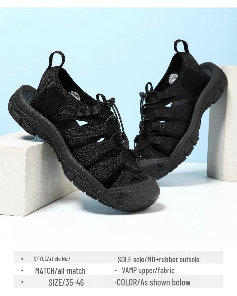 Herren Sommer-Sandalen für draußen, geschlossen, dicke Sohle, große Größen, lässige Strandschuhe