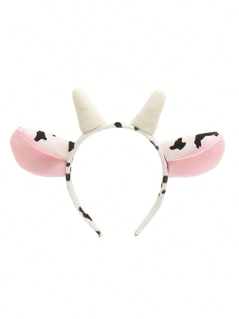 Niedliches Cartoon Plüsch Kuh Ohren Stirnband mit Glocken Schleife Lolita Haarreif Kawaii Tier Party Cosplay Kopfschmuck