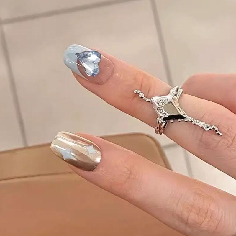 Retro Shaped Geometric Ring Women Niche High-End Irregular Ring Opening Personalized Design Temperament Banquet