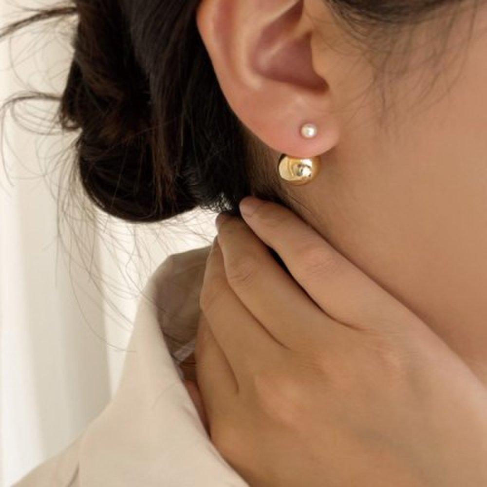 Pearl Point Back Ball Front and Back Two-Way Ball Earrings