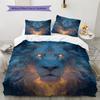 Lion Head Pattern Bedding Quilt Set  Home Decoration  Gift (1 * duvet cover + 2 * pillowcase  without core)