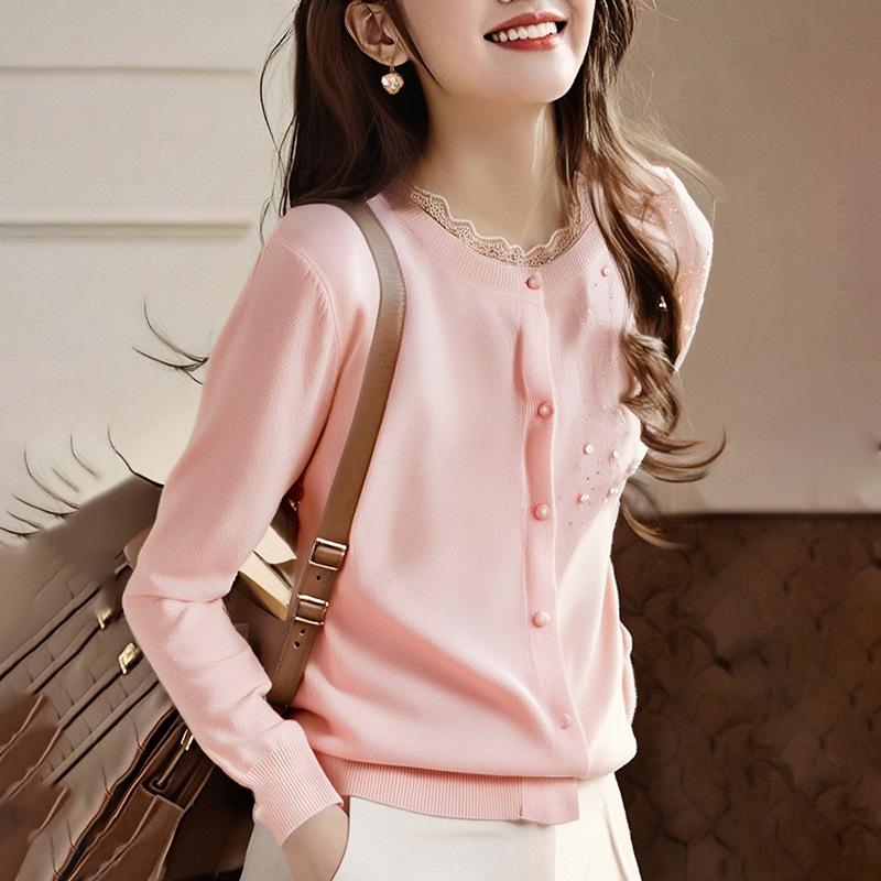 Spring new women's sweater cardigan lace lace knitted sweater