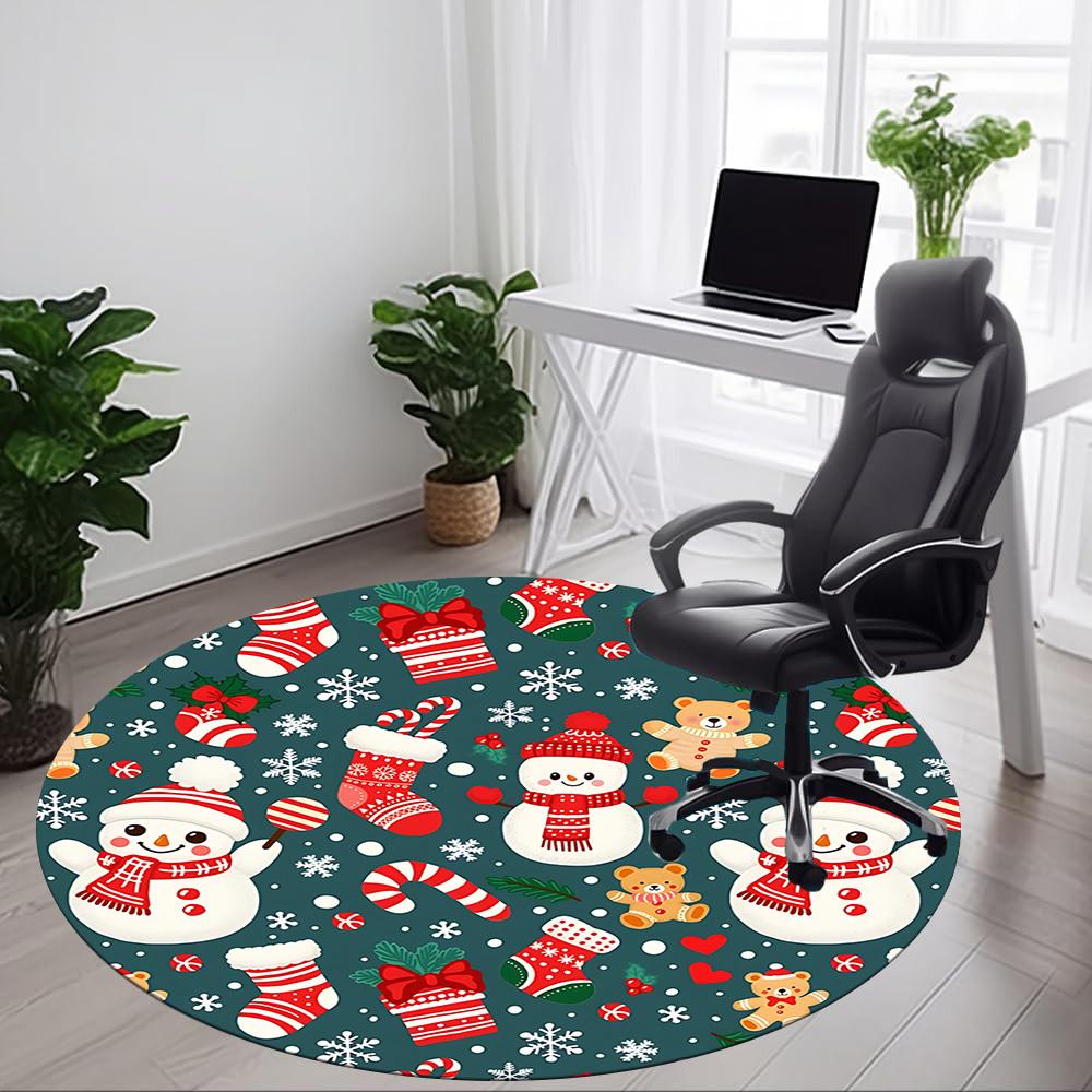 1 Stück Weihnachtsdekoration Teppich für das Büro Rutschfest, Runder Teppich, Weich & Bequem, Teppich für das Büro, Leichte Runde Bodenmatte