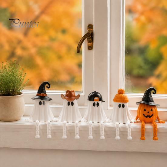 Haunted House Theme Decorations 3D Printed Halloween Decoration, Cute Ghost Pumpkin Figurine with Collectible Table Decor Movable Joints for