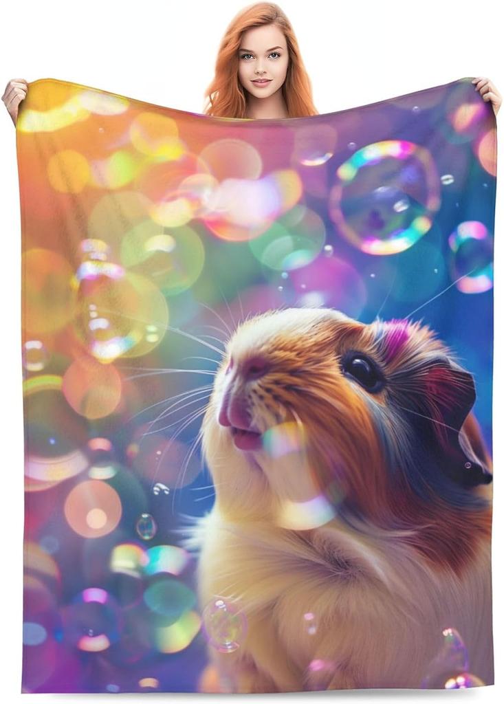 Guinea Pig Blanket Hamster Animal Throw Blankets Plush Cozy Flannel Ultra Soft Fuzzy Funny Party Blanket Gifts for Girls Women