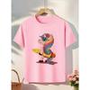 European Sizes Girls' Unicorn Surfing T-Shirt - Cute Rainbow & Unicorn Graphic Tee with Pastel Colors, Soft Round Neck Summer Shirt for Beach,