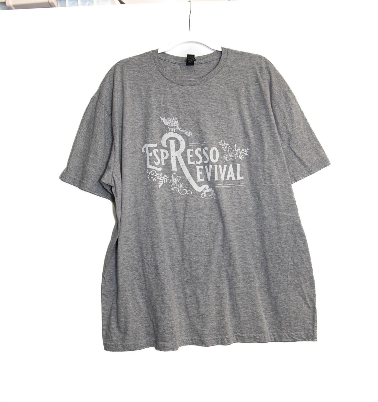 Espresso Revival Graphic Gray T-Shirt Short Sleeve Cotton Blend Unisex 2XL XXXL
