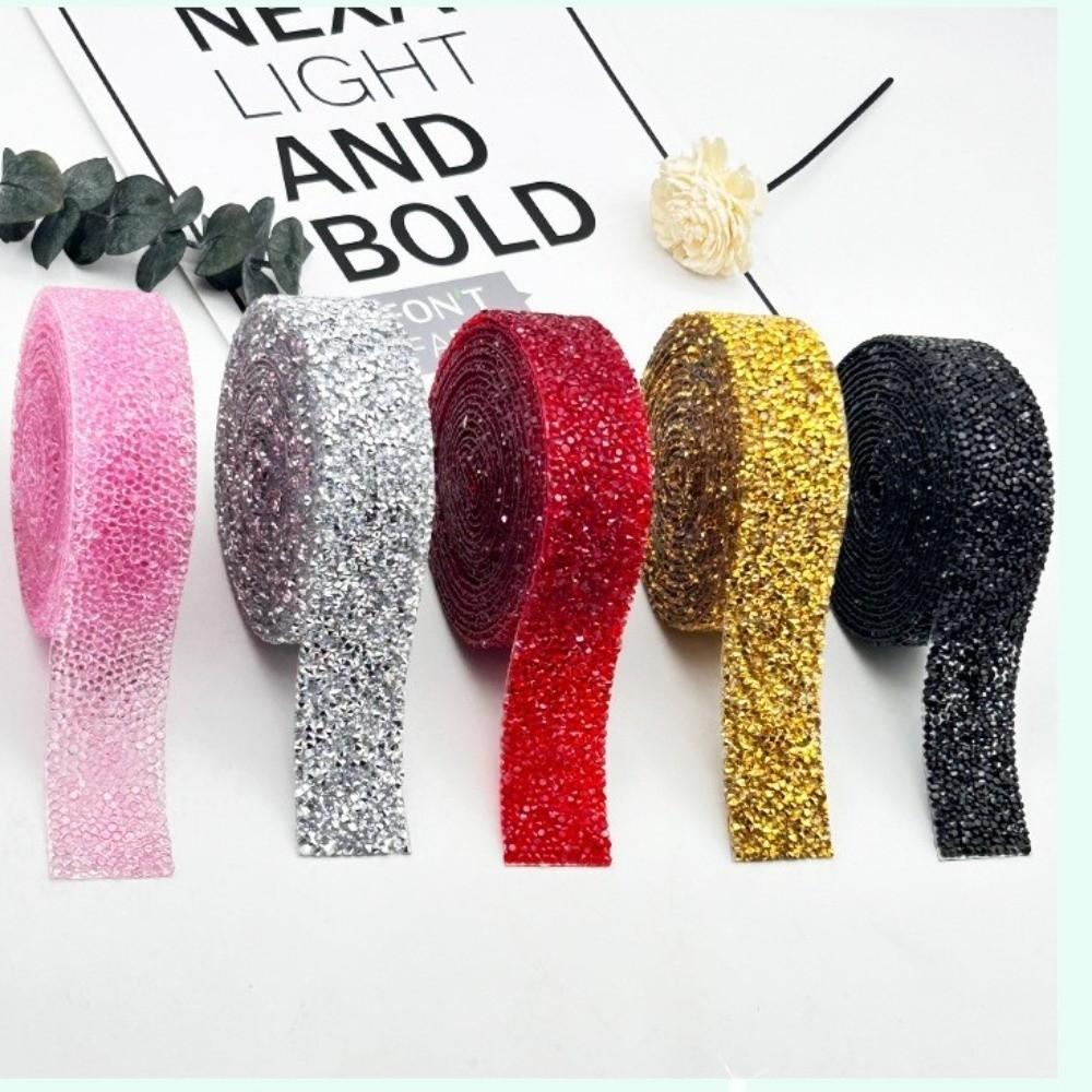 Decorative Strip Colorful Resin Rhinestone Shiny Flexible Rhinestone Strip Self Adhesive DIY Rhinestone Sticker Garment Decor