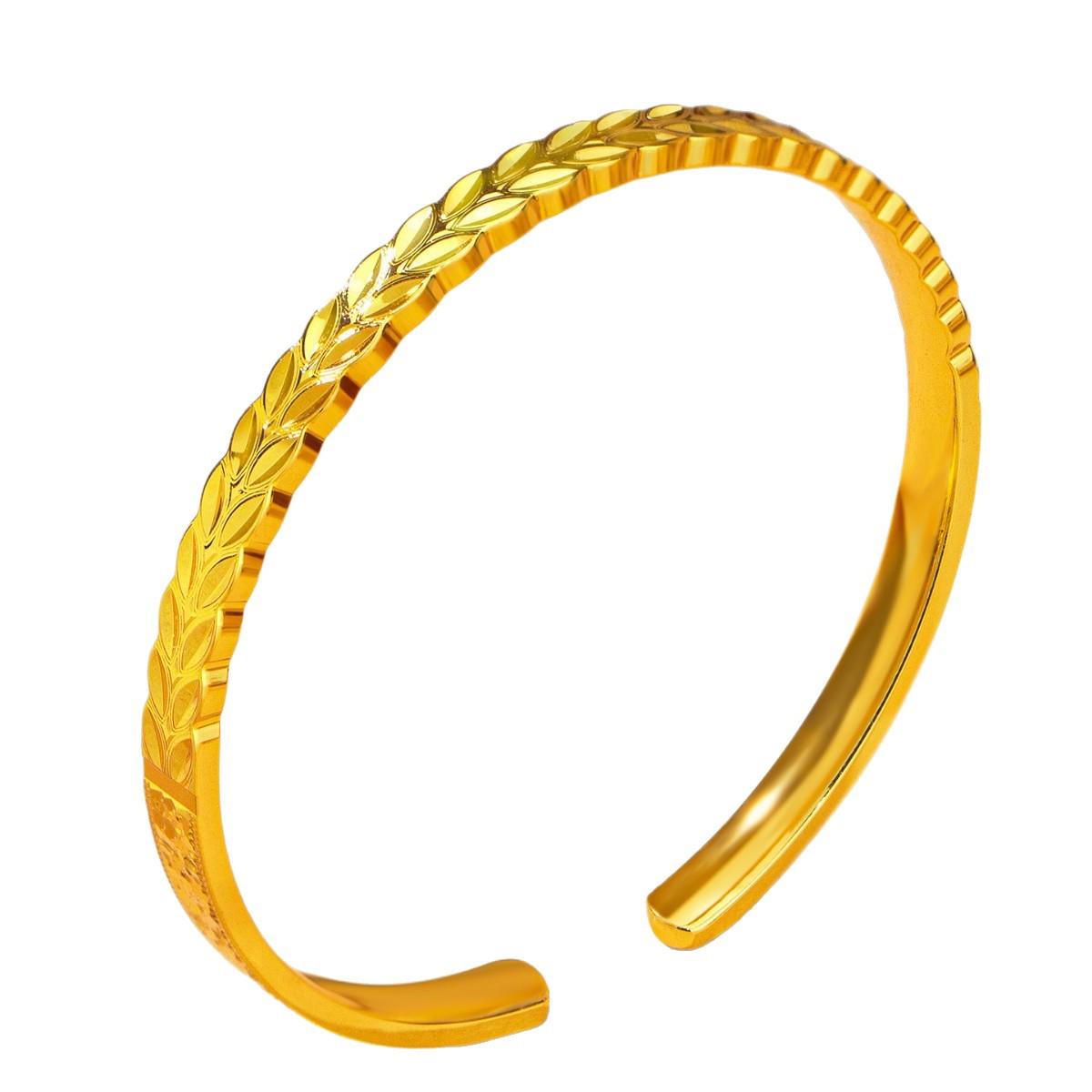 Древнее Песочное Золото Колос Пшеницы 999 24K Открытый Браслет для Женщин