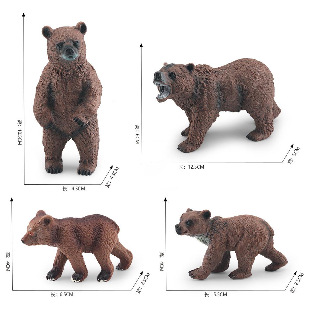 Simulated Forest Animal Brown Bear Model Toy Children'S Cognition Grizzly Bear Horse Bear Sand Table Decoration Static Desktop