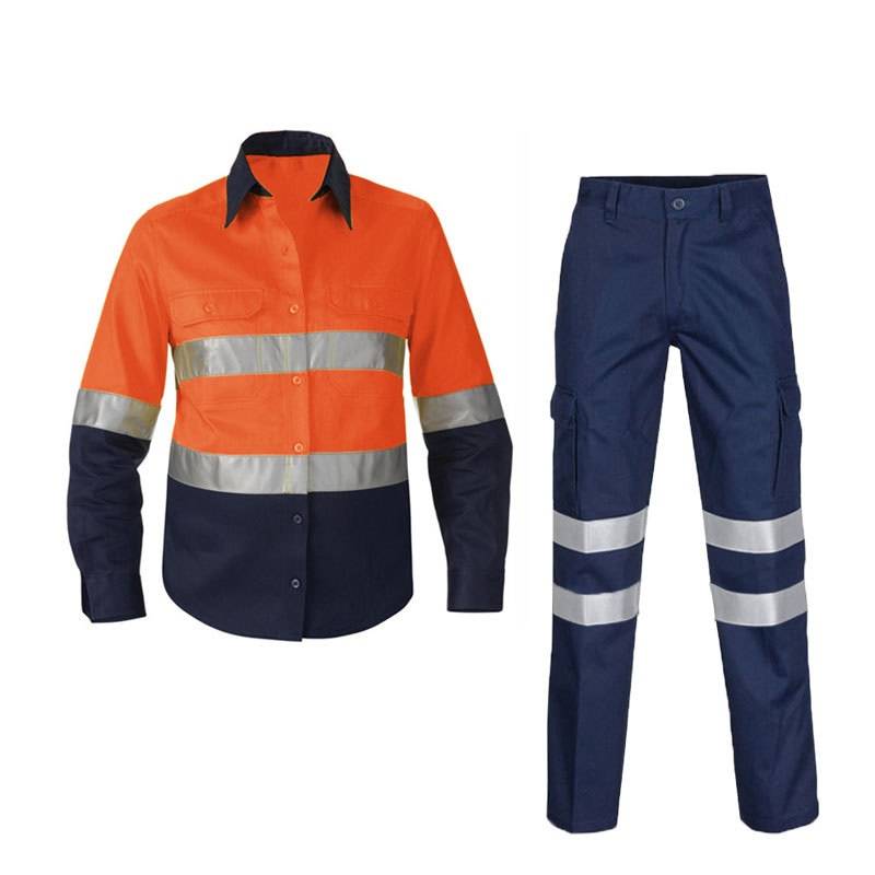Cotton Reflective Safety Work Suit Hi Vis Work Coverall Traffic Road Clothing Construction Engineer Protective Work Uniform S