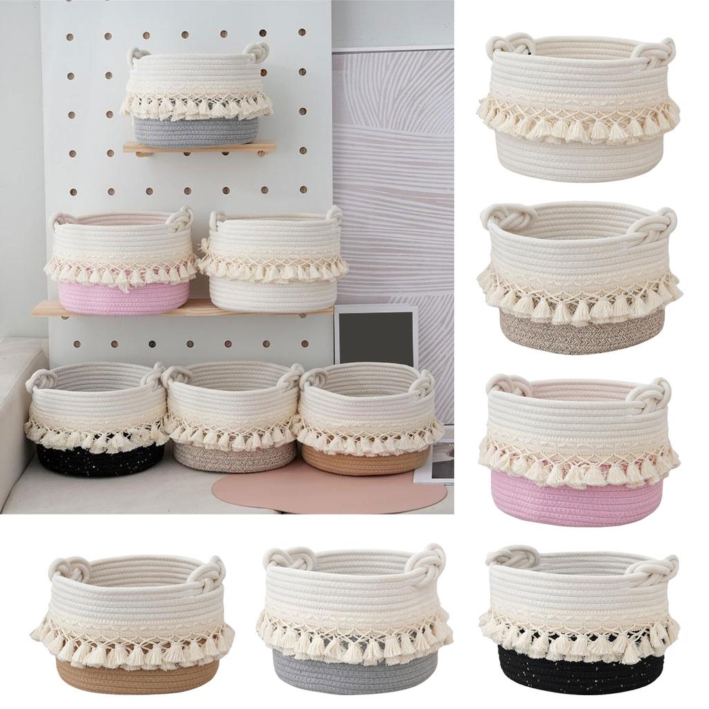 Fashionable Cotton Rope Storage Basket High Quality Cotton Rope Holder Basket with Tassels Designed For Stylish Storage
