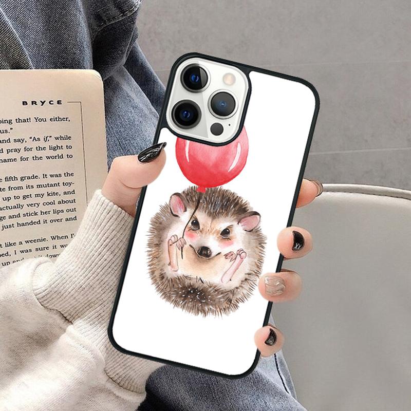 Hedgehog and Balloon Phone Case for iPhone 17 Air 16 16e 15 Plus for Apple 13 11 12 14 Pro Max Cover coque Shell