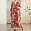 Colorful Travel V-neck Retro Long Skirt Cotton Linen Dress