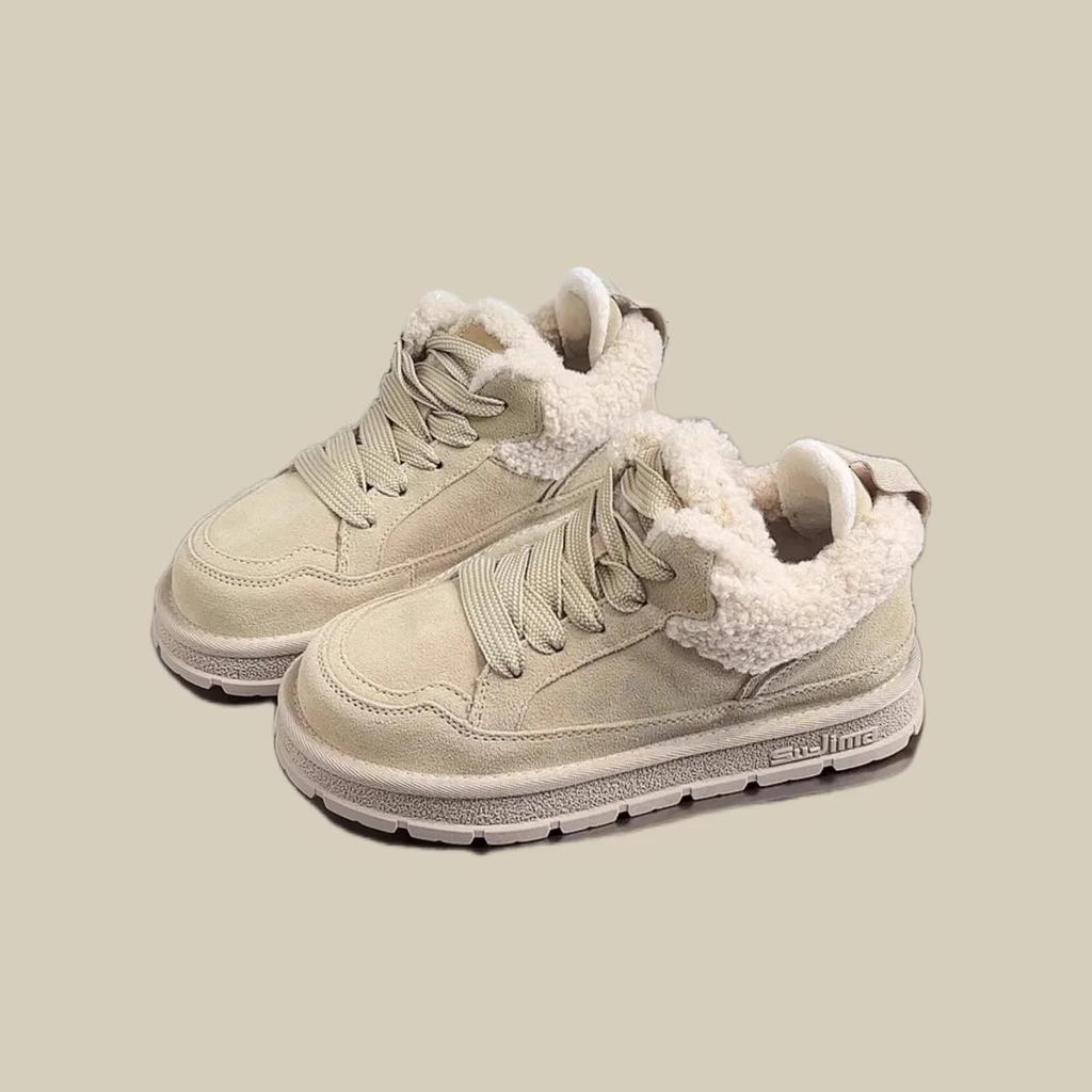 Módní dámská ležérní obuv Sněhule Podzim a Zima 2024 Nová móda Retro Plyšová izolace Silná podrážka Bavlněné boty Termo boty