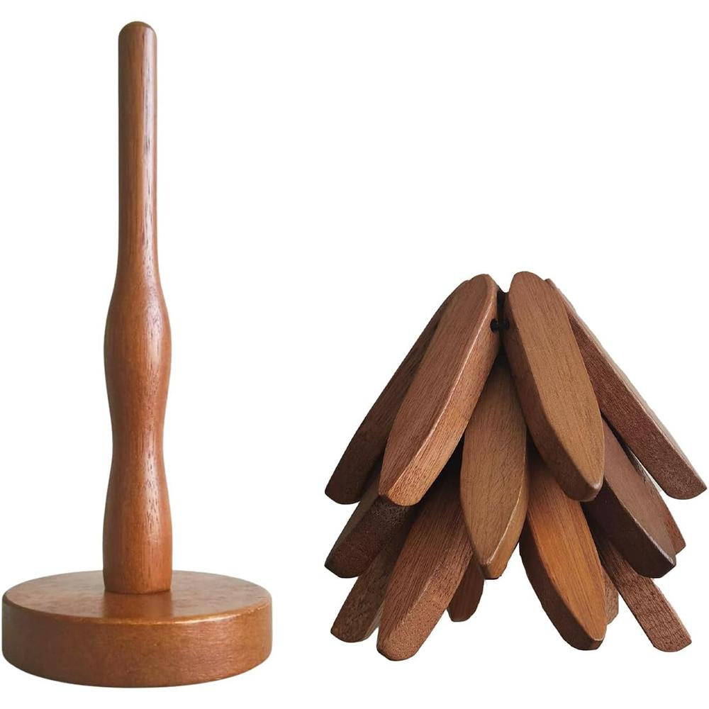 Set of Solid Wood Insulation Mat,Heat-resistant Table Mat,Household Heat-resistant Mat,Highquality Cup Holder Natural Foldable