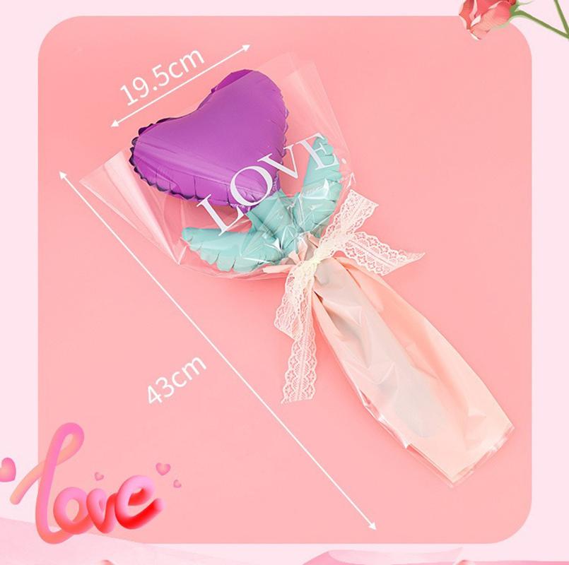 10Pcs Love Flower Balloons Valentine's Day Handheld Aluminum Foil Balloon Flowers Artificial Flower Balloon Best Gift for Party