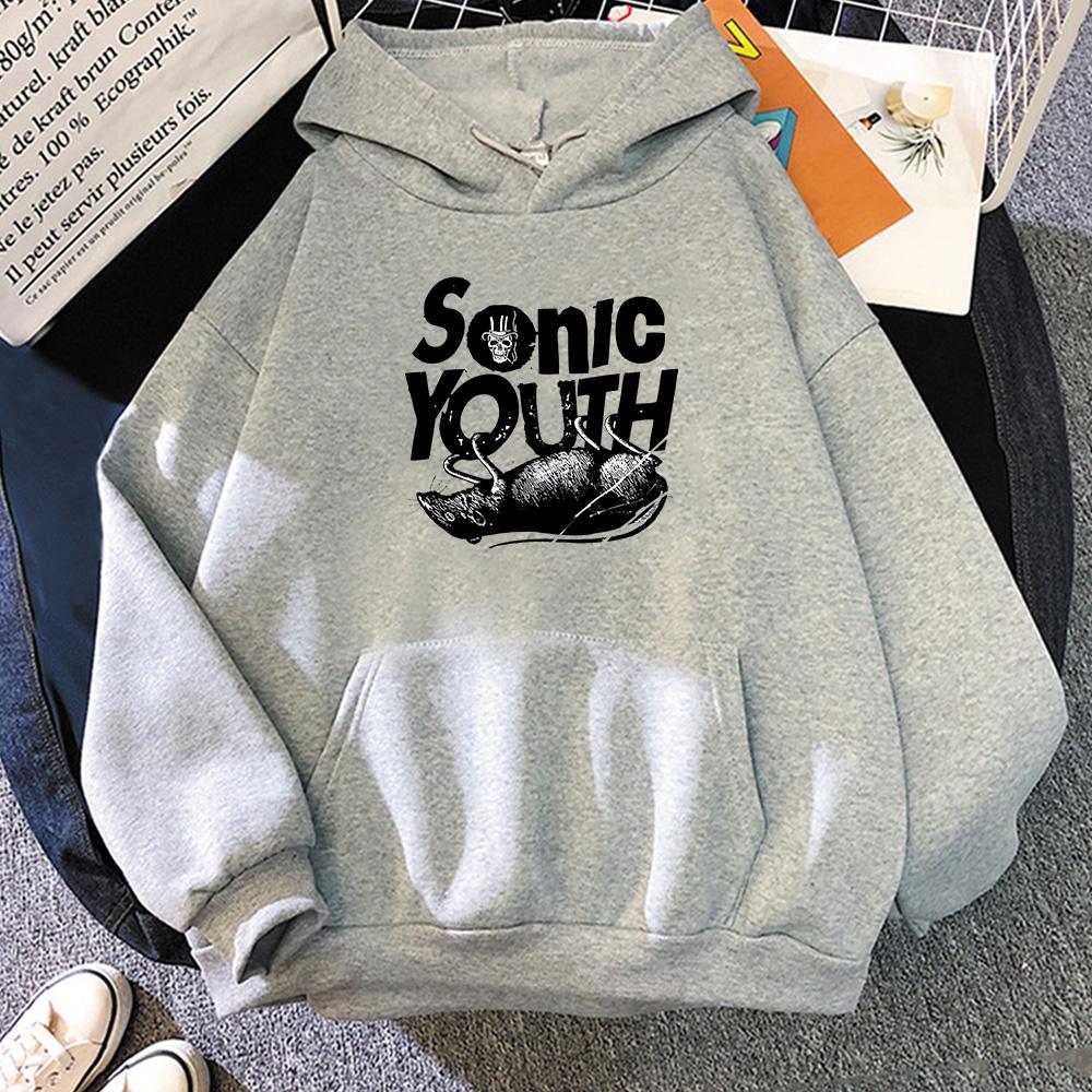 S-Sonic Youth Music Band Harajuku Hoodies Aesthetic Handsome Manga Graphic Sweatshirt Sense of Design Aldult Four Seasons