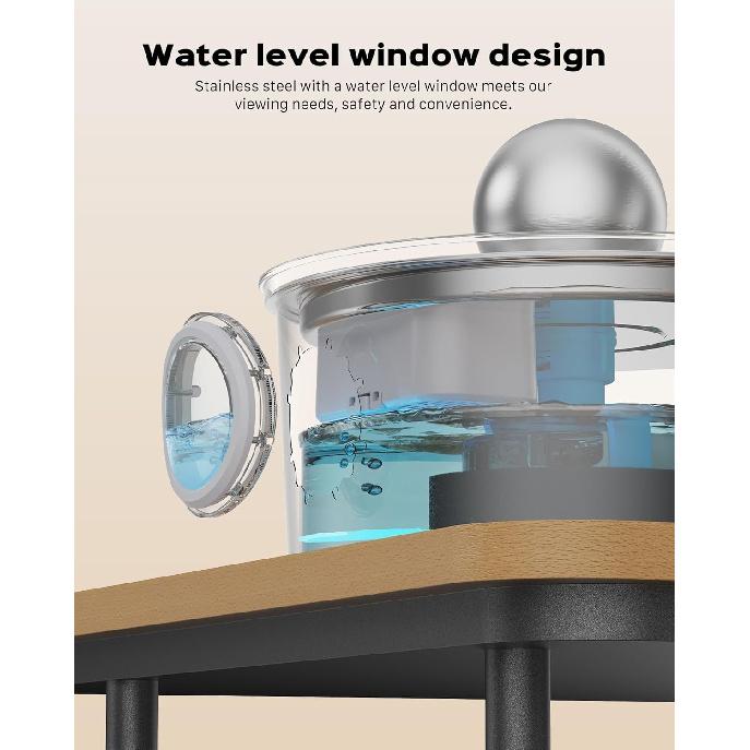 Fontanna do picia dla kota ze stali nierdzewnej:z 6 filtrami węglowymi + 3 sztuki fontanna na wodę dla zwierząt 108oz/3,2L Ciche fontanny dla kotów z okienkiem poziomu wody Kot