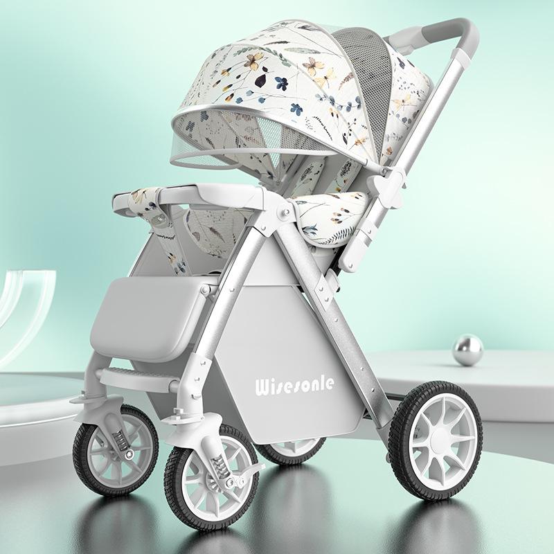 Reversible Baby Stroller: Sit & Lie, Foldable, Lightweight, High Landscape, 0-3 Years, Baby Carriage.