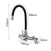 HAMOLER Wall-Mounted Bathroom Sink Faucet, 360° Swivel, Washbasin Faucet, Double-Hole Sink Faucet, Single-Handle Hot and Cold Water Mixer Tap, Brushed