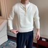 Men's Classic Henley Sweater: Solid Color Long Sleeve Knit Pullover for Autumn/Winter