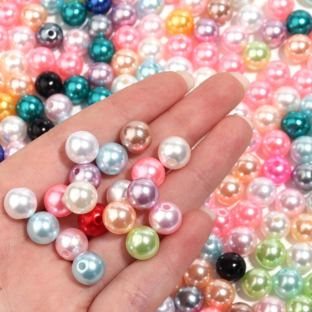 50-1000pcs/Lot 3/4/5/6/8/10/12mm Round Acrylic Plastic Beads ABS Imitation Pearl Beads Loose Spacer Bead For Jewelry Making