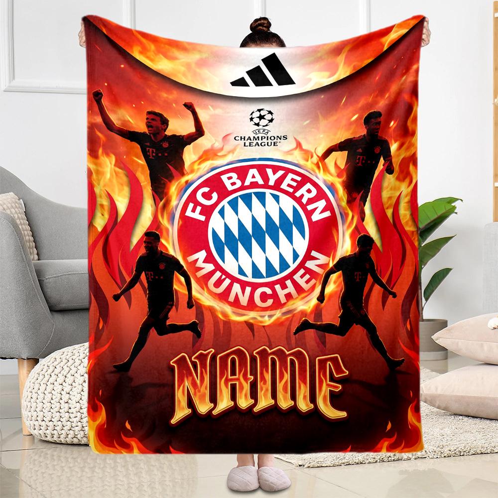 Bayern Munich Fan Gear Personalized Text Blanket Gift Customizable Blanket Warmthful Decor Throw For Office Picnics Chair Bedding All-Season Use