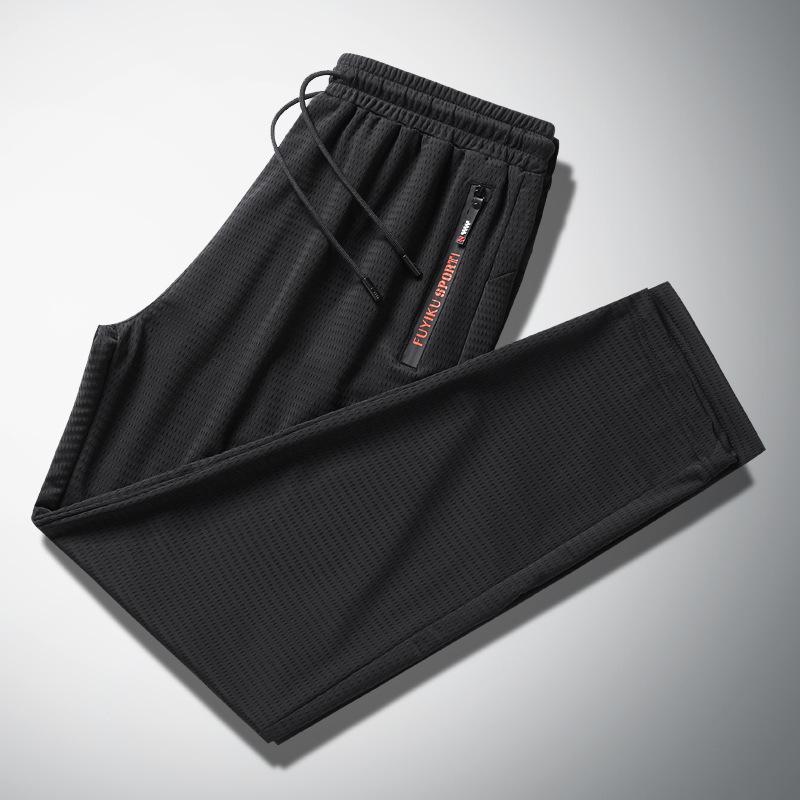 

Повседневные шорты из ледяного шелка, мужские брюки с кондиционером, большие эластичные брюки, спортивные капри, быстросохнущие брюки L