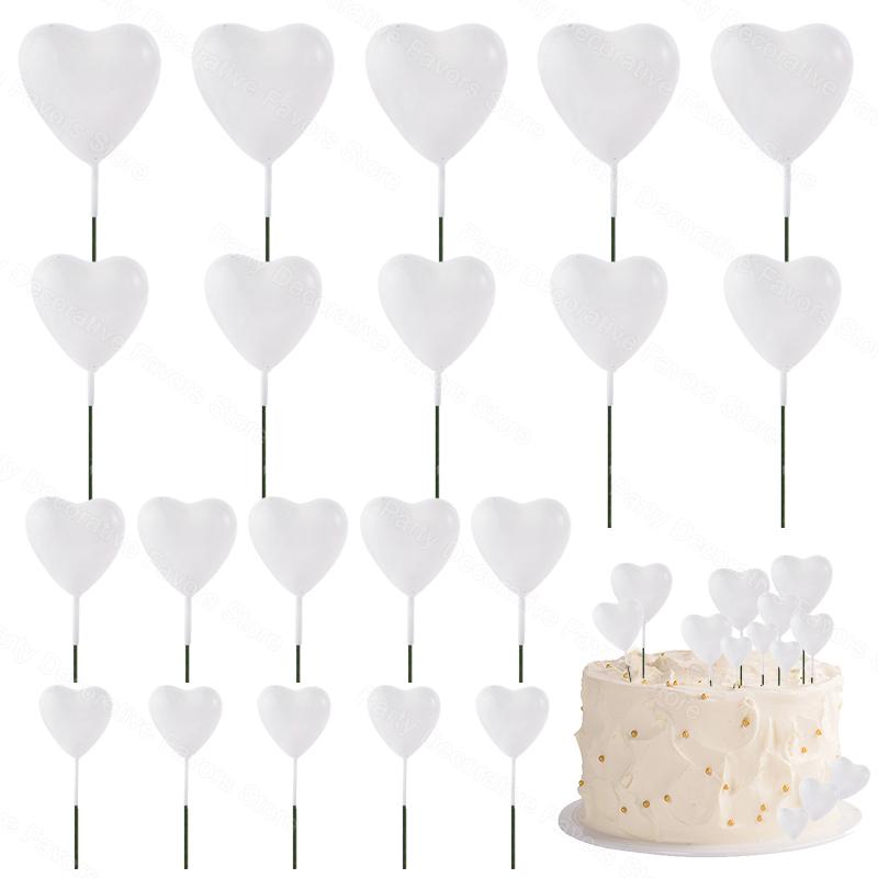 20 Stück 3D Herzform Kuchenaufsatz Mix Größe Liebe Kuchenkugeln Valentinstag Cupcake Flagge Hochzeit Geburtstagsfeier Deko Babyparty