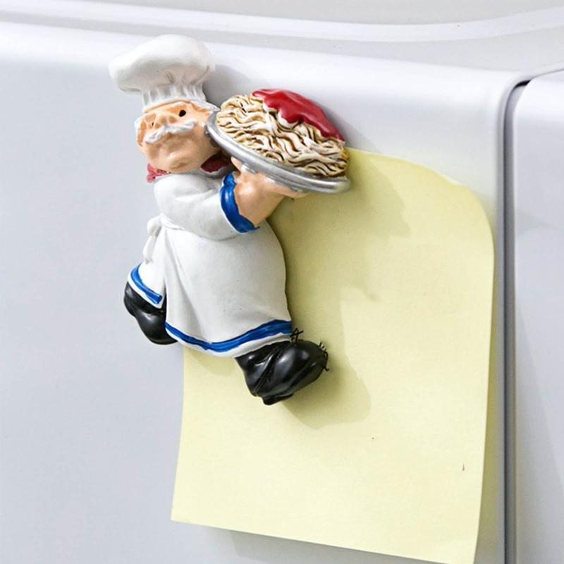 62KD Resin Chef Fridge Magnet Italian French Chef Figurine Statue Refrigerator Magnets Home Kitchen Restaurant Decorations