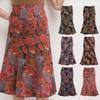 Women's Casual Printed Skirt, Floral Skirt, Trendy Temperament, A-line Skirt, Elastic Mid-length Skirt