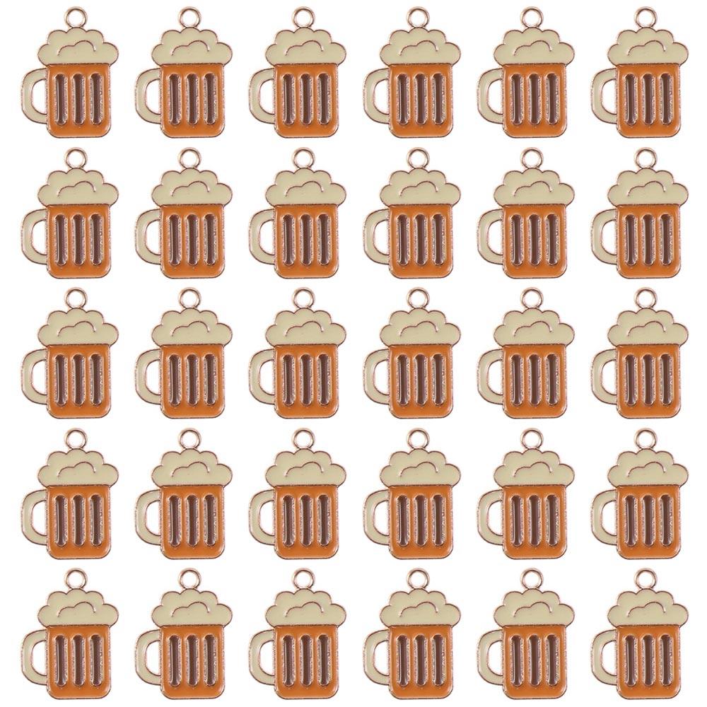 

30pcs Alloy Enamel Cup of Beer Dangle Charms Gold Plated Small Drink Shape Pendant Charm Keychain Dangle Decoration for Bracelet золотий
