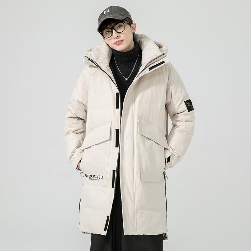 men's medium-long down jacket winter new lovers 'cold-proof thickened frock hooded coat down jacket