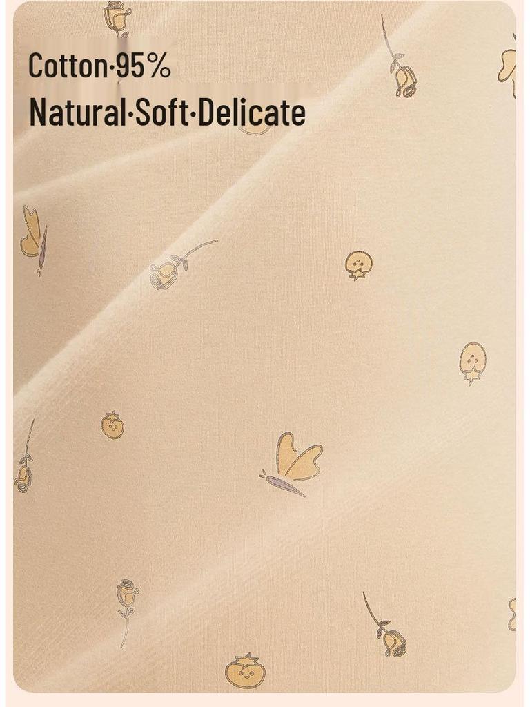 Women's Pure Cotton Cartoon Print Warm Underwear Set - Autumn/Winter Thin Base Layer Sweater & Leggings