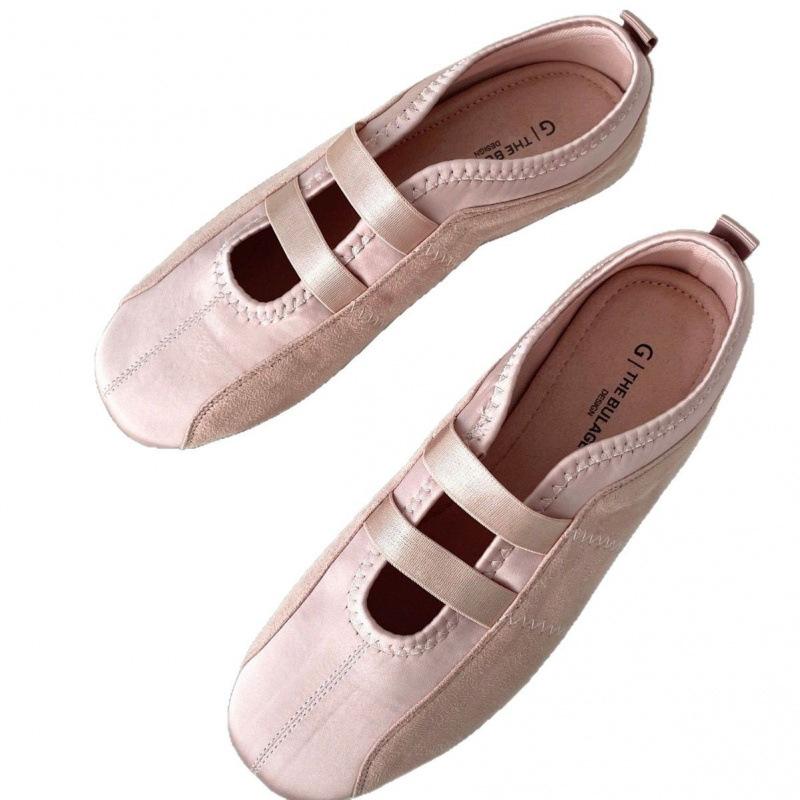 2025 Spring and Autumn New Square Head Satin Gentle Evening Wind Mary Jane Shoes Light Mouth Soft Sole Ballet Flat Single Shoes Women