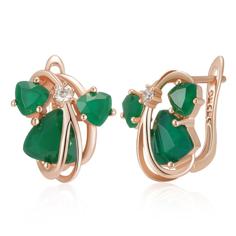 Unusual Full Sparkling Green Natural Zircon Drop Earrings For Women Luxury Rose Gold High Quality Daily Fine Jewelry