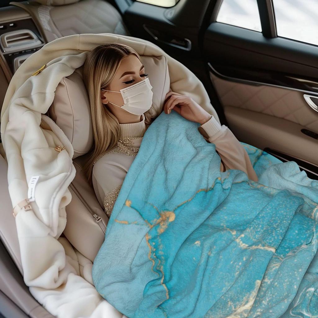 Blue marble pattern Printed Blanket for Sofa Bed Travel Camping Living Room Office Conditioning Blanket for All Seasons Gifts