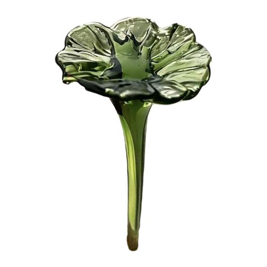 Mini Glass Flower Figurine Handmade Faux Crystal Lotus Bouquet for Home Office Tabletop G