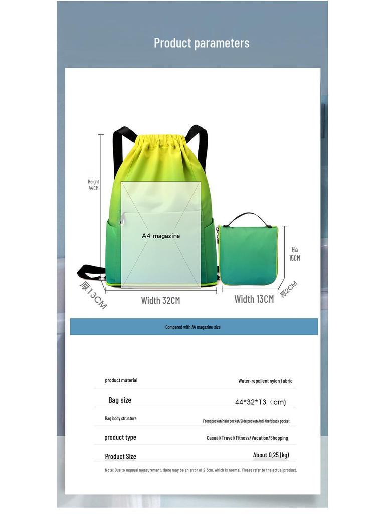 Lightweight Foldable Drawstring Backpack for Travel and Sports Fitness