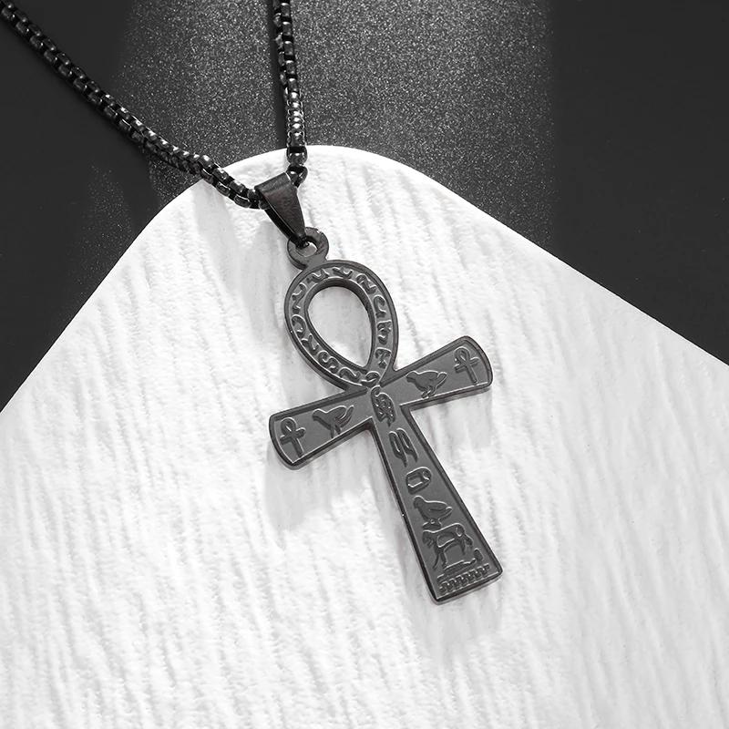 Vintage Ankh Cross Key of Life Necklace Egyptian Jewelry Eye of Horus Amulet Pendant for Men Fashion Gifts