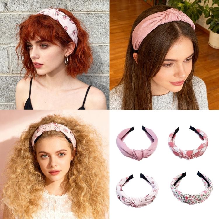 Lightweight Knot Headbands Pink Print Cloth Hair Band For Women Kids Easy To Carry Daily Use
