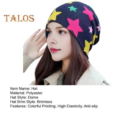 Women Thermal Hat Cycling Neck Warmer Lightweight Colorful Printing Headband High Elasticity Anti-slip Scarf Cold Warm Weather Multi-Functional
