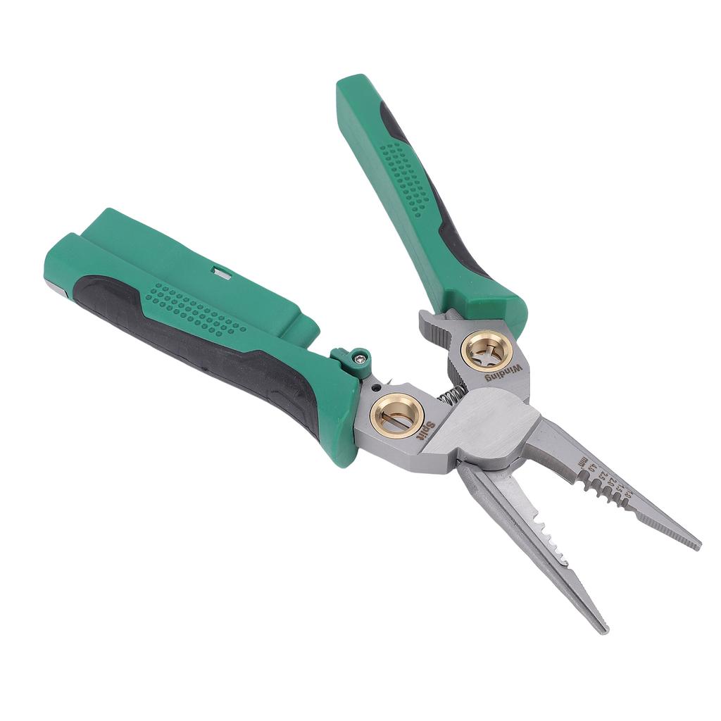 Electrical Pliers Multi Functional Wire Stripping Crimping Cutting Splitting Winding Pliers with Voltage Tester