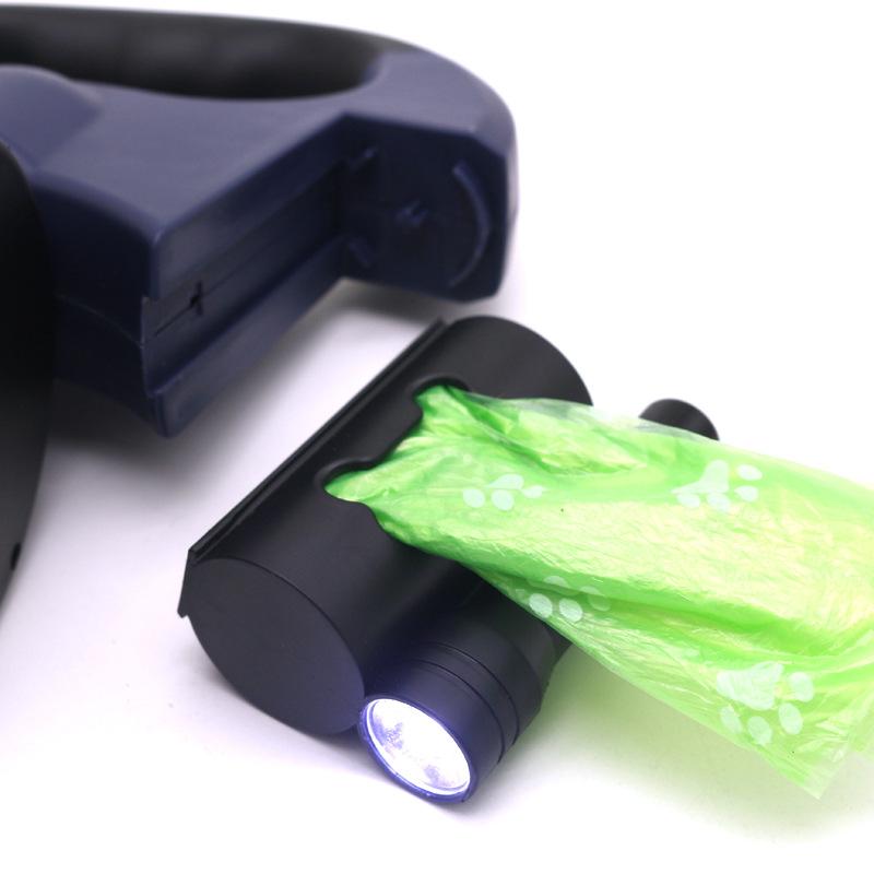 Pet Double head Telescopic Leash Traction Device with Light Style One Tow Two Leash Dog Walking Device Dog Leash Containing Garbage Box