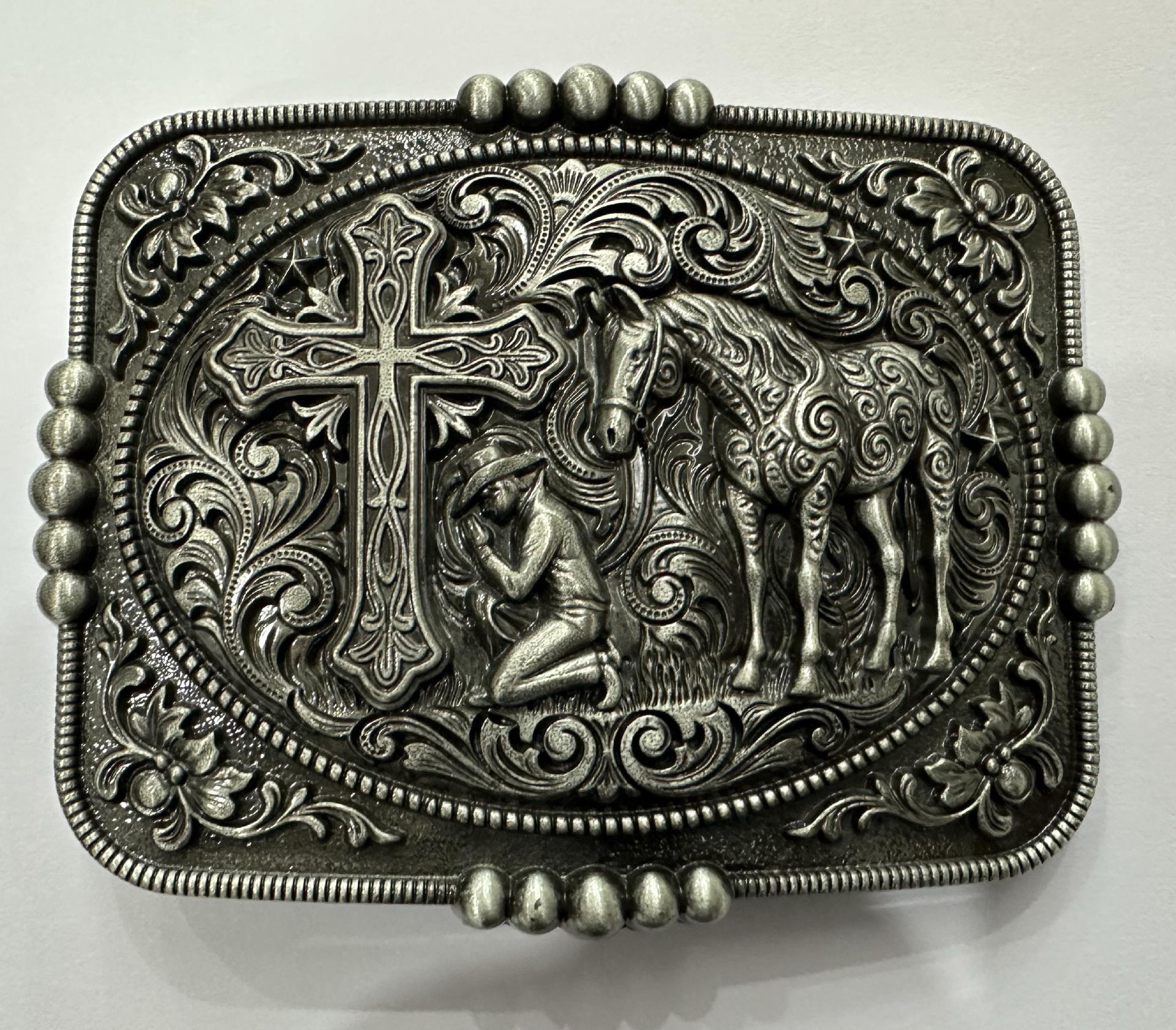 Cowboy Eagle Bull Head Zinc Buckle
